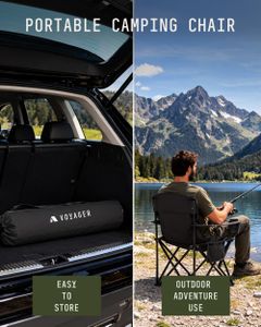 Voyager Folding Camping Chair 2-Pack – Lightweight, Black, Cup Holder