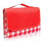 LIVEHITOP Outdoor Picnic Blanket, 200 X 200 CM Large Beach Mat with Waterproof Backing for Camping Hiking Activities Foldable Lightweight - Red