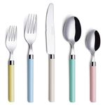 Exzact Cutlery Set 20pcs Stainless Steel - Mixed Coloured Handles - Dishwasher Safe - Serve for 4