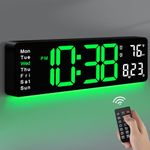 MASHI Digital Wall Clock, 17.3" Large Display Digital Clock with Remote Control, Auto-Dimming Wall Clock with Night Light, DST, Date Week,Temp for Living Room, Bedroom, Decor, Gift for Elderly