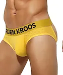 Arjen Kroos Men's Jockstrap Underwear Breathable Mesh Jock Straps Cotton Athletic Supporter,YELLOW,X-Large