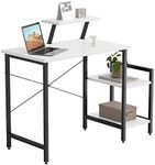 CubiCubi Small Computer Desk 80 x 50 cm Home Office Multipurpose Writing Desk with Extra Storage Rack and Moveable Shelf,White