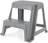 Gracious Living Plastic 2-Step Stool, Portable Step Stool, 16 Inches Tall, Gray
