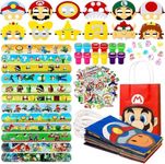 98Pcs Party Supplies,Party Favors All-in-One Pack Party Supplies Includeslap bracelets, Gift Bags, stamps, felt masks and stickers for Classroom Rewards, Party Toys for Kids Boys Girls