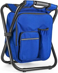 Kikerike Backpack Stool Cooler Chair Heavy Duty 400 LBS Max Load Portable Lightweight Stool Backpack Folding Fishing Cooler Stool for Camping Hunting Fishing - Dark Blue