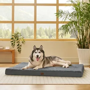Bedsure Jumbo Dog Bed for Large Dogs - XXL Orthopedic Dog Beds with Removable Washable Cover, Egg Crate Foam Pet Bed Mat, Suitable for Dogs Up to 150lbs, Dark Grey