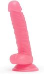 Lovehoney Glow in The Dark Realistic Dildo - 8 Inch Suction Cup Dildo - Flexible Anal Dildo for Women - Harness Compatible Strap On Dildo - Adult Sex Toy - Waterproof - Pink