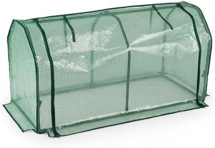 Costway Portable Mini Greenhouse, Small Garden Greenhouse w/ PE Cover & Zippered Roll-up Door, Indoor & Outdoor Waterproof Hot House for Vegetables, Flowers, Fruits, Herbs (White + Green)