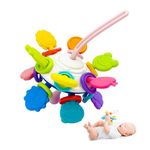 Kidology Rotating Rattle Silicone Teething Toys - Chewable Teething Manhattan Ball Rattle for Grasping Activities, Ideal for Babies 6+ Months