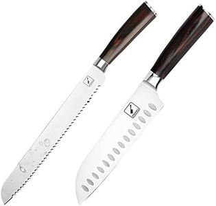 iMarku Santoku & Bread Knife - 7 & 10-Inch Japanese Chef Knives, Ultra Sharp, Serrated Edge for Cake