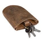 STILORD 'Monty' Key Case Leather with Key Ring and Key Fob Vintage Key Pouch Large for Women and Men Holder in Genuine Leather, Colour:Middle Brown