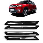 DROHAR® Presenting Car Bumper Protector Guard for Maruti Suzuki New Vitara Brezza with Rust Proof Double Chromium Strip (Black Set of 4-Pcs)