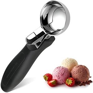 OTVAFAVA Ice Cream Scoop, Large Cookie Scoop with Ergonomic Soft Grip Handle, Heavy Duty Multifunctional Baking Scooper for Sundaes, Cupcake, Dough, Protein Balls and Meatballs, Black