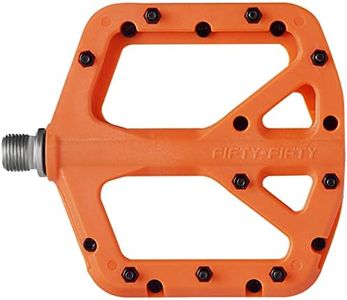 FIFTY-FIFTY Mountain Bike Pedals, Non-Slip MTB Nylon Composite, 9/16" Bicycle Pedals, Lightweight and Wide Flat Platform (Orange)