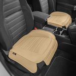 Motor Trend Seat Covers for Cars Trucks SUV, Faux Leather Beige Padded Car Seat Covers with Storage Pockets, Premium Interior Car Seat Cover, 2 x Front Seat Covers