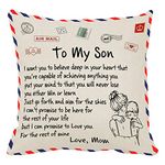 Kenon Personalized Pillow Covers to My Son Gift Form Mom Chrismas Birthday Soft Solid Decorative Square Throw Pillow Covers Set Cushion Case for Sofa Bedroom Car