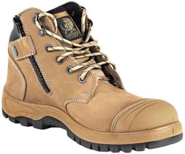 130mm Nubuck Leather Steel Toe Safety Boot with Side Zip. (Stone, us_footwear_size_system, adult, men, numeric, wide, numeric_10)