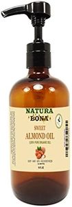 Natura Bona Organic Sweet Almond Oil 16 oz Pump Amber Glass Bottle - 100% Pure Cold-Pressed; Hexane Free, Non-GMO - Use for Aromatherapy, Skin & Hair Moisturizer