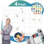 Large Dry Erase Wall Calendar - 36"x48" Premium Giant Oversized Undated Erasable Deadline Task Calendar for 2019 2020 - Jumbo Monthly Task Organizer Planner for Home, Business & Dorm Room