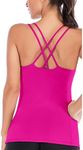 RUNNING GIRL Yoga Tank Tops for Women Built in Shelf Bra B/C Cups Strappy Back Activewear Workout Compression Tops (WX2288,Magenta Purple,XS)