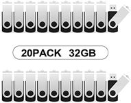 USB Sticks 32 GB 20 Pack, KOOTION Premium USB 2.0 Classic Swivel USB 32 GB Flash Drive Pen Drive Memory Stick Thumb Drive Bulk Jump Drive Pack 20Pcs Computer Data Storage Black