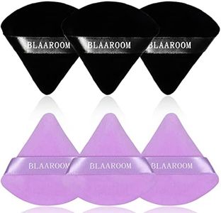BLAAROOM 6 Pieces Powder Puff Face Makeup Velour Soft Triangle Powder Puffs - for Loose Powder Mineral Powder Body Powder Wet Dry Cosmetic Foundation Sponge Makeup Tool - Black & Purple