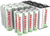 Tenergy Centura Low Self Discharge NiMH Rechargeable Battery Combo, Includes 12xAA 8xAAA 4x9V Rechargeable Batteries, 24 Pack