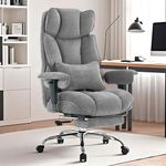 Efomao Big and Tall Office Chair, Executive Office Chair with Foot Rest, Ergonomic Fabric Computer Chair for Back Pain Relief, Grey Gaming Chair