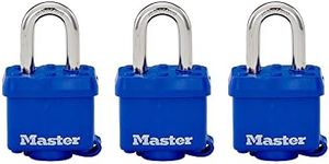 Master Lock 312TRI Laminated Steel Padlocks with Blue Weather Resistant Cover, Blue, 40 mm Size (Pack of 3)