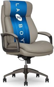 La-Z-Boy Nova Executive Office Chair - Ergonomic High Back Desk Chair with AIR Lumbar Support - Comfortable Computer Chair for Home Office - Vegan Leather - Gray