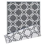 DII Moroccan Indoor/Outdoor Lightweight, Reversible, & Fade Resistant Area Rug, Use For Patio, Deck, Garage, Picnic, Beach, Camping, BBQ, Or Everyday Use - 4 x 6', Gray Lattice