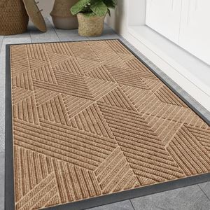 Smiry Front Door Mat Outside Entrance, Heavy Duty Sturdy Natural Rubber Doormat, Trap Dirt and Moisture, Easy Clean Low Profile Welcome Floor Mats for Indoor Outdoor Entry, 71x47 Inch, Coffee
