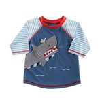 Mud Pie Boys' Shark Rash Guard, Blue, 6-9M