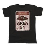 buzz shirts Danger Area 51 - Mens or Womens Organic Cotton Alien UFO Sighting Themed T-Shirt Black