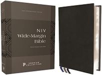 NIV Wide Margin Bible, Premium Goatskin Leather, Premier Collection, Red Letter, Art Gilded Edges, Comfort Print [Black]