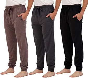 3 Pack: Men's Cotton Big and Tall King Size Lounge Jogger Winter Christmas Pajama Pants Sweatpants Pockets PJ Bottoms Sleep Knit Drawstring Terry Soft Jersey Pijama Pockets - Set 5, 3x Tall