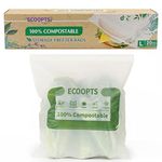 100% Compostable Large Sandwich Zip Bag | ECO-Friendly Food Storage Bags | Freezer Bag | Plant-Based BPA-free | Seal well for Fruit,Food and Snack (L)