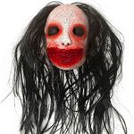 Scary Halloween Mask for Adults, Creepy Halloween Mask with Hair, Breathable Realistic Scary Mask Natural Latex Horror Mask for Halloween, Cosplay Party, Horror Challenge Games (Style B)