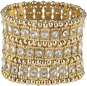 SPUNKYsoul New! Antique Gold or Silver Crystal Boho Stretch Bracelet for Women Wedding Bridal Collection (Gold Rhinestone)