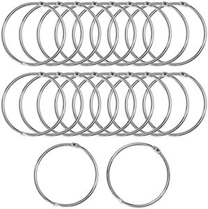 uxcell 20 Pack Metal Curtain 3 Inch Snap Joint Drape Ring Loops for Bathroom Curtain Rods Plating Finish, Silver Tone