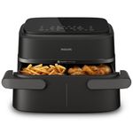 Philips Dual Basket Airfryer 1000 Series - 7.1L Mega Draw or Dual 3.5L+3.5L cooking zone, RapidAir Technology, 10 Cooking Functions, 90% Less Fat, Compact Design, (NA154/09)