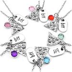 Top Plaza Womens Silver Tone Rhinestone Best Friends Forever BFF Necklace Engraved Pizza Pendant Necklaces 21 Inches - Set of 6, Silver