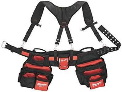 Milwaukee 48228120 Contractor WorkBelt w SuspensionRig, Black, Red, 53" waists