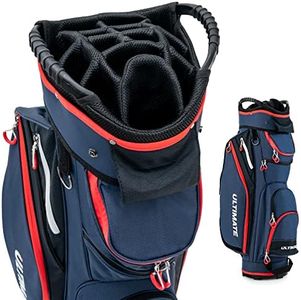 GYMAX Golf Bag, 14 Way Divider Golf Cart Bag with Rain Hood & Cooler Bag, Waterproof Golf Club Bag for Men & Women, Portable Lightweight Golf Bag (Navy)
