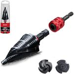 EZARC Step Drill Bit for Metal (1/4"- 1-3/8")，M35 Cobalt Step Drill Spiral Flute Unibit Wear-Resistant AlTiN Coated, 5/16" Thickened and 1/4" Hex Shank for Stainless Steel, Aluminum, Plastic