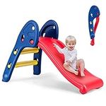 GYMAX Kids Folding Slide, Freestanding Plastic Toy with Climb Steps, Children Toddler First Slide for Indoor Outdoor (Slide)