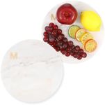 Hushee Monogram Marble Cheese Board Personalized Letter Charcuterie Board Round White Marble Cutting Board Monogrammed Serving Tray Board Marble Cake Platter for Wedding House Warming Gifts(M)