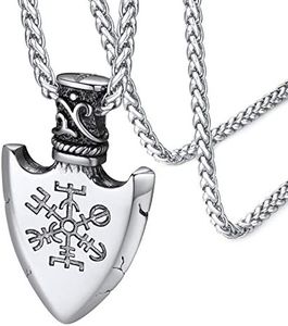 FaithHeart Colgante Vikingo Acero Inoxidable 316L Hombres Collar Escudo Vegvisir Brújula Compás Joyería Nórdica de Talismán Regalo Padre