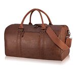 Oversized Duffle Travel Bag Waterproof Leather Weekend Bag Large Carry On Large Carry On Hangbag for Mens or Women, Brown