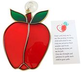 Teachers Apple Suncatcher Gift Set with Prayer Card Suction Cup and Sun Catcher